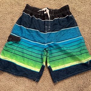 Exertek boys size XL (18) swim trunks (color: lime stripe)